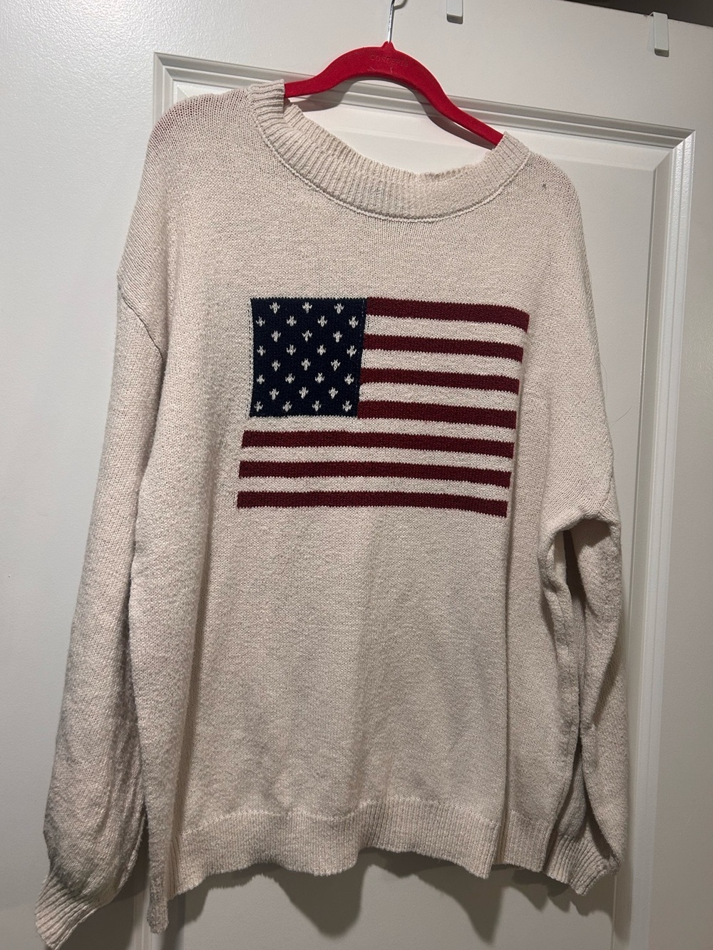 Womens Cream Flag Knit Sweater - XL